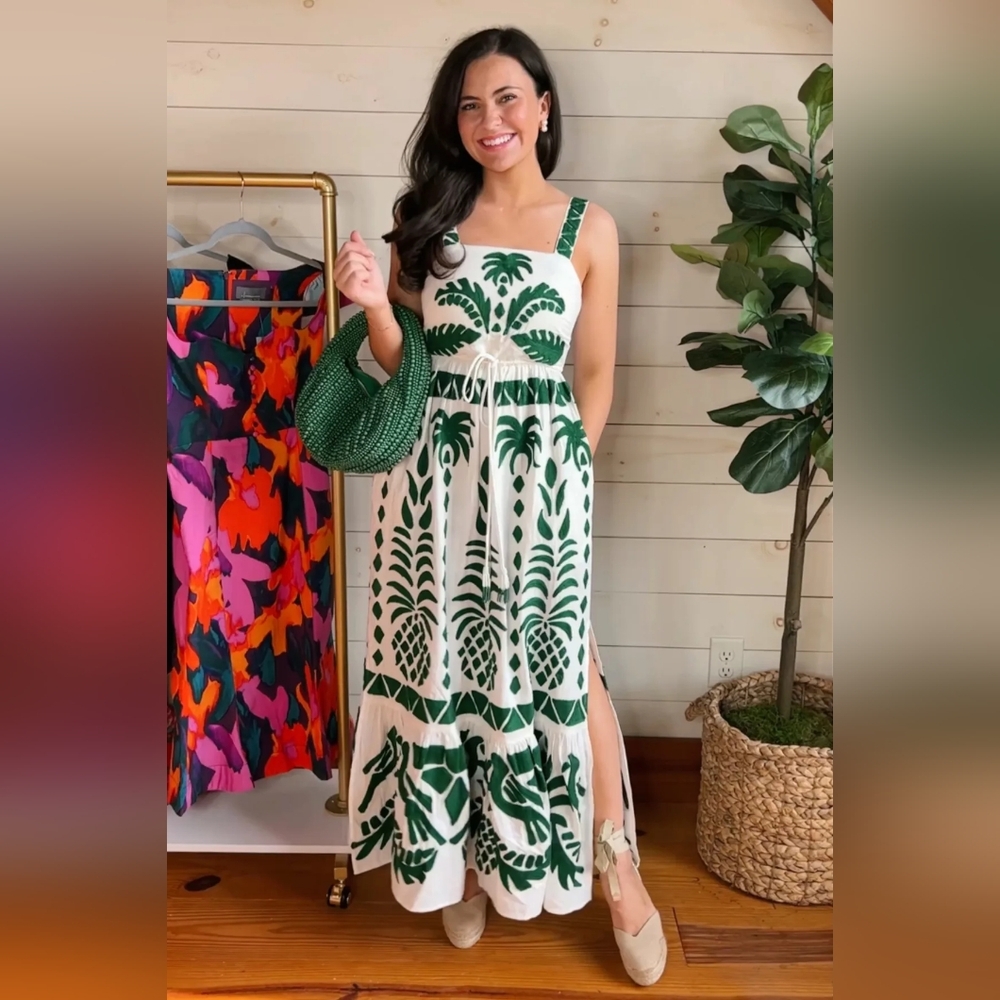 NWT Anthropologie Farm Rio Sleeveless Embroidered Patchwork Midi Dress Medium